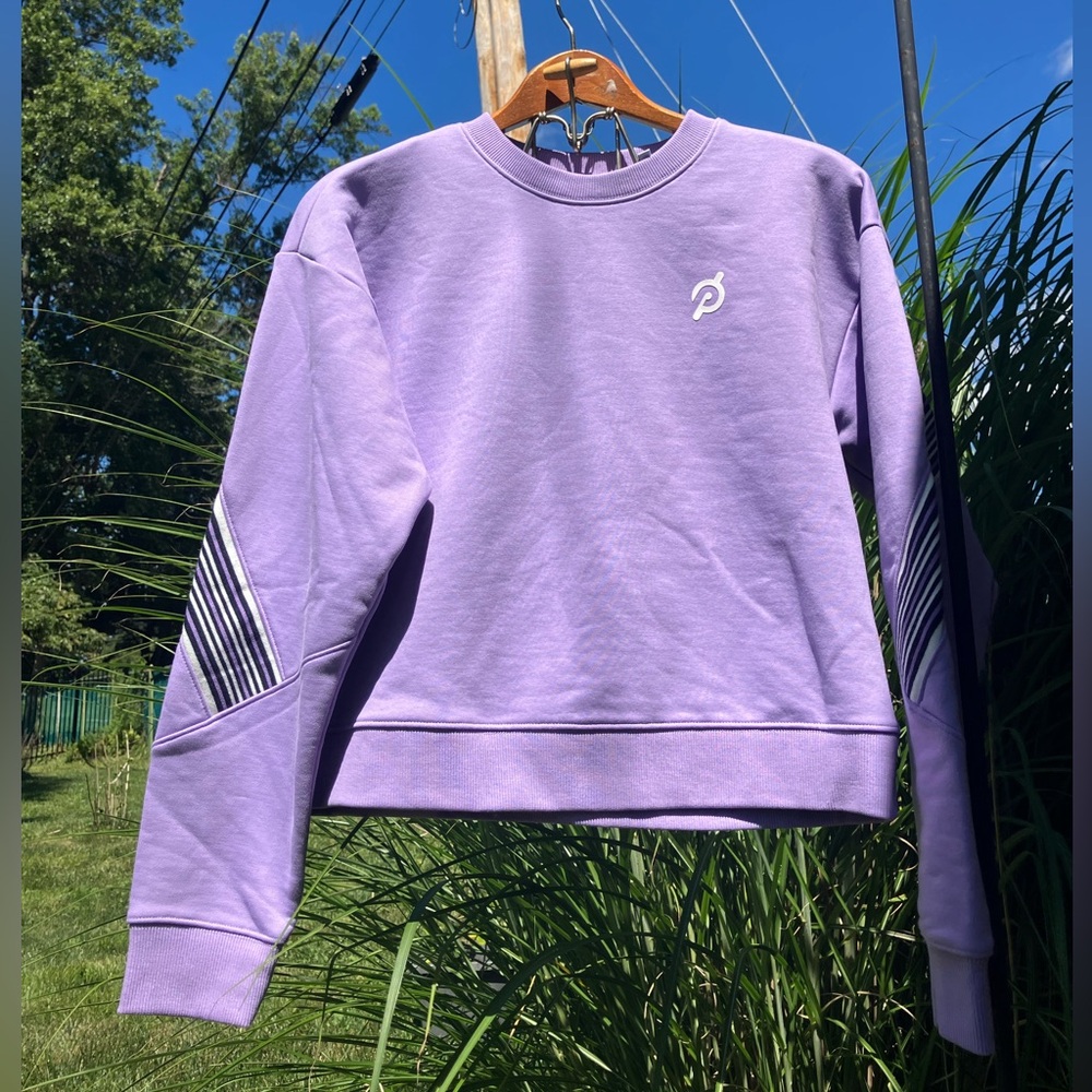 Peloton Crew Neck Sweatshirt with Black And White Stripes size M